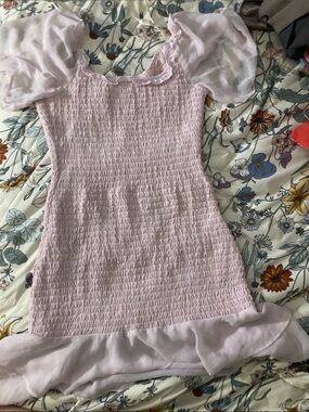BCBGeneration Girls Light Pink Puff Sleeve Formal Dress